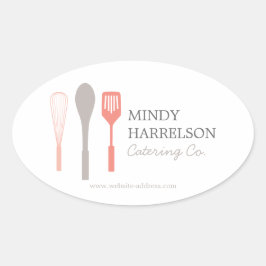 Pegatina Ovalada WHISK SPOON SPATULA LOGO II para la panadería, la
