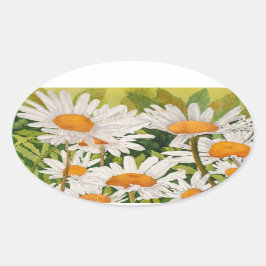Pegatina Ovalada White Daisies