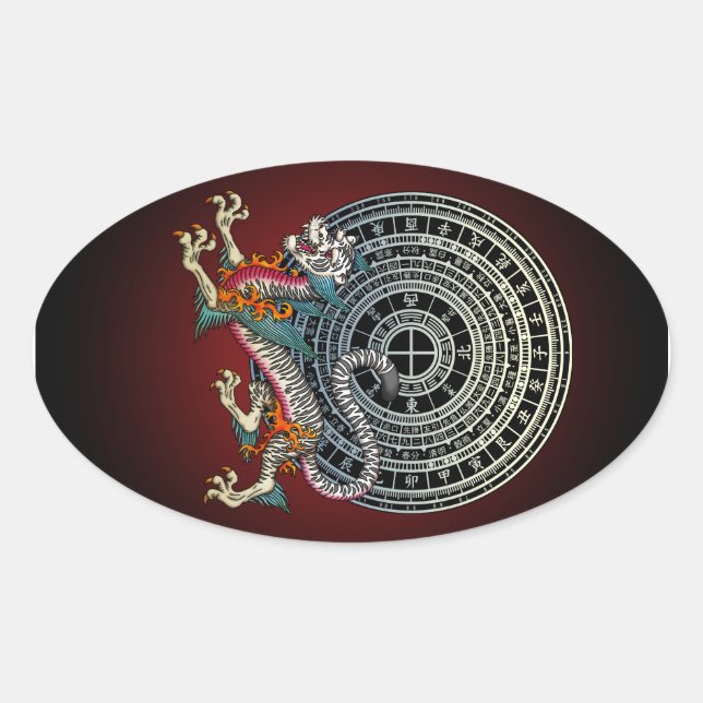 Pegatina Ovalada White Tiger 01 (Anverso)