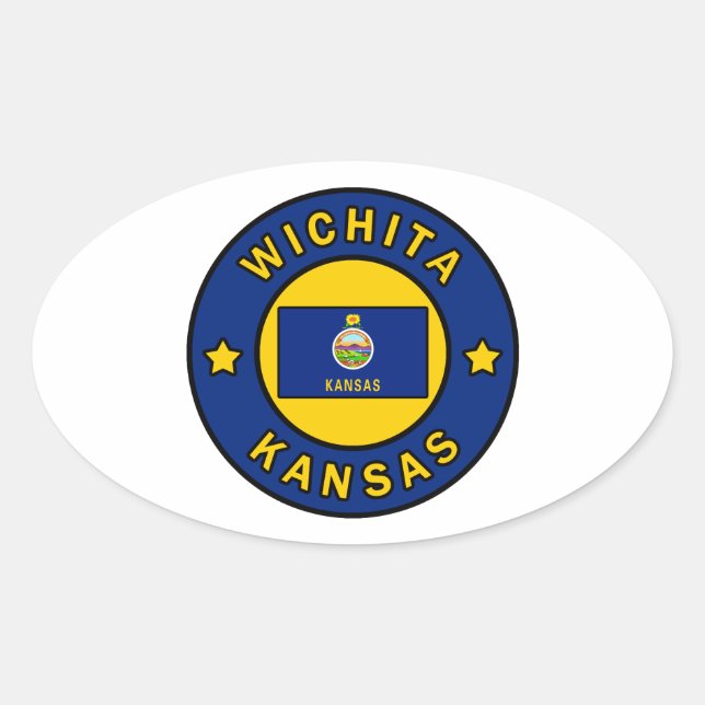 Pegatina Ovalada Wichita Kansas (Anverso)