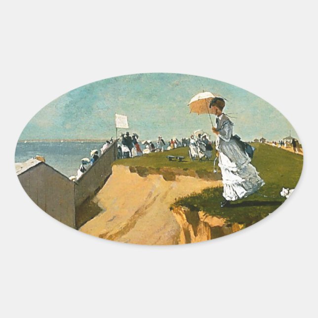 Pegatina Ovalada Winslow Homer - Sucursal larga, Nueva Jersey (Anverso)
