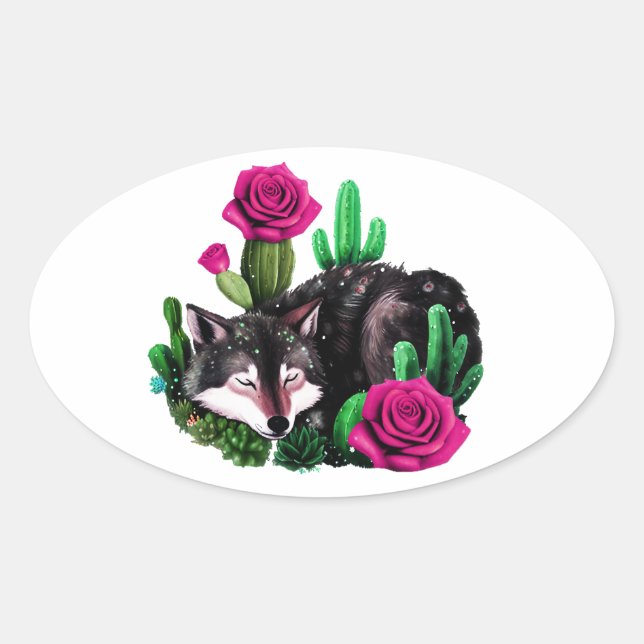 Pegatina Ovalada Wolf24: (Anverso)