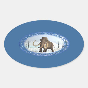 Pegatina Ovalada Wooly Mammoth