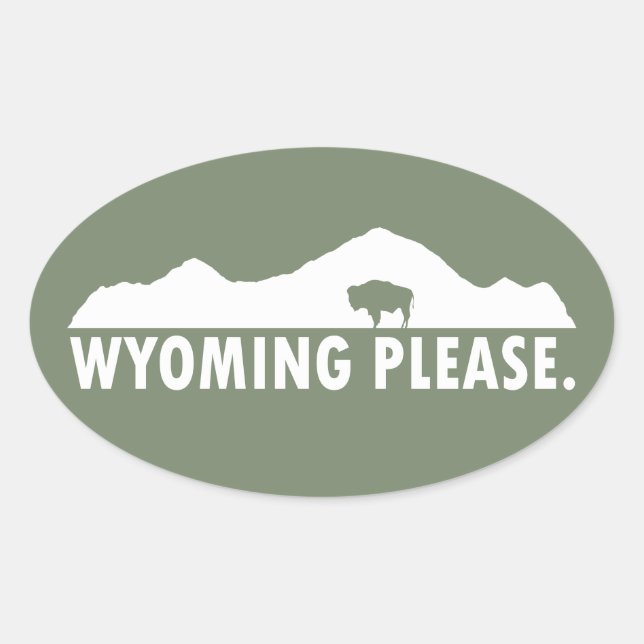 Pegatina Ovalada Wyoming Please (Anverso)