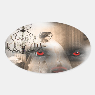 Pegatina Ovalada Y luego vio la luna