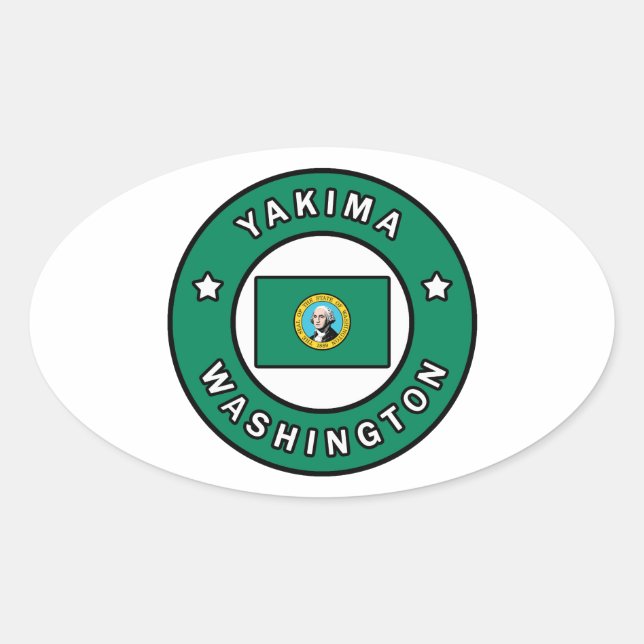 Pegatina Ovalada Yakima Washington (Anverso)