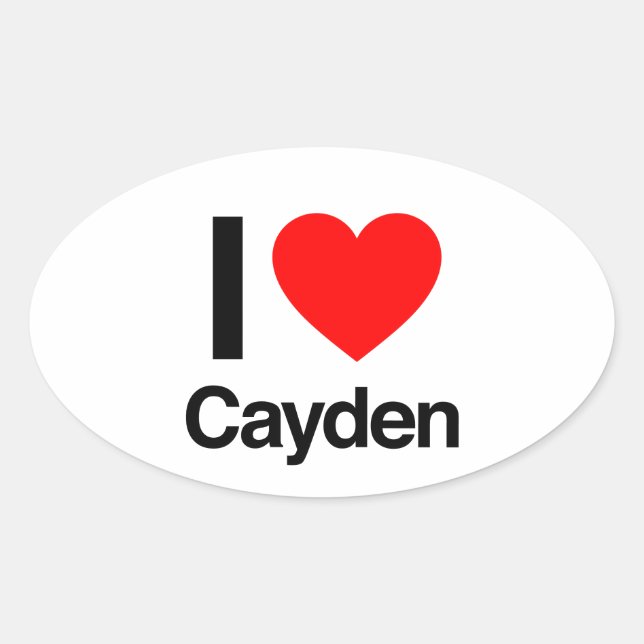 Pegatina Ovalada yo amo a cayden (Anverso)