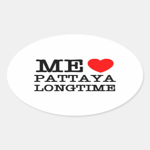 PEGATINA OVALADA YO AMOR PATTAYA DE LARGO PLAZO