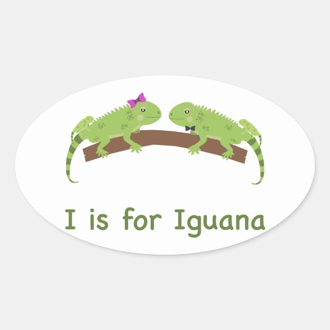 Pegatina Ovalada Yo estoy a favor de iguana (Anverso)