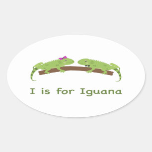 Pegatina Ovalada Yo estoy a favor de iguana