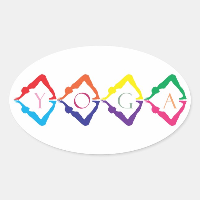 Pegatina Ovalada YOGA multicolor (Anverso)