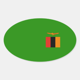 Pegatina Ovalada Zambia - bandera zambiana