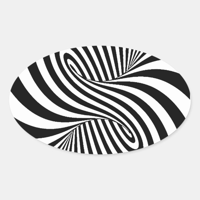 PEGATINA OVALADA ZEBRA BLANCA NEGRA PLANCHA PATRONES ILUSIÓN ÓPTICA (Anverso)