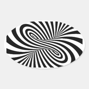 PEGATINA OVALADA ZEBRA BLANCA NEGRA PLANCHA PATRONES ILUSIÓN ÓPTICA
