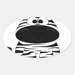 Pegatina Ovalada Zebra Cute Animal Strips Jungle Safari Whimsical