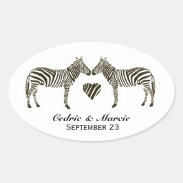 Pegatina Ovalada Zebra Love Save the Date Pegatinas