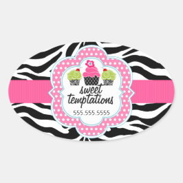 Pegatina Ovalada Zebra Stripes Cupcake Bakerley Business