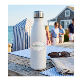 Pegatina Óvalo Rosa y Verde de Nantucket | Estilo Costero E