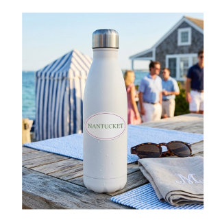 Pegatina Óvalo Rosa y Verde de Nantucket | Estilo Costero E