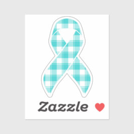 Pegatina Ovarian Cancer Awareness Plaid Ribbon Teal