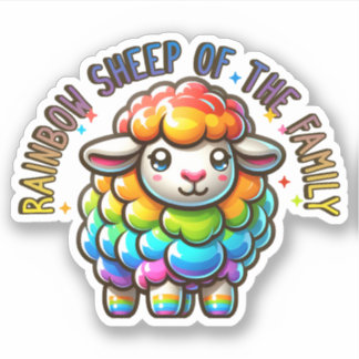 Pegatina Oveja del Orgullo Arcoiris de la familia