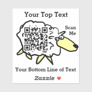 Pegatina Oveja divertida que contiene su código QR en un