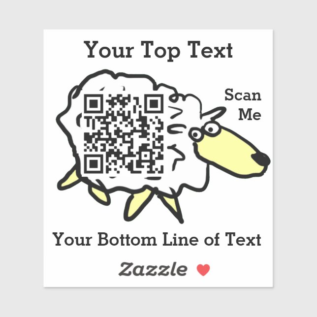 Pegatina Oveja divertida que contiene su código QR en un (Hoja)