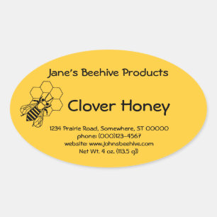 Pegatina (ovl) - Honey Business (Bee on Comb)