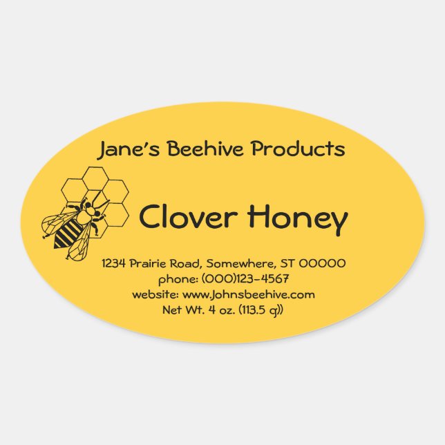 Pegatina (ovl) - Honey Business (Bee on Comb) (Anverso)