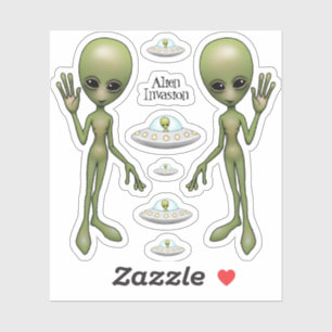 Pegatina OVNI espacial de Saucer Volante Alien Invasion