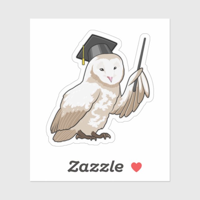 Pegatina Owl as Teacher with Pointer (Hoja)
