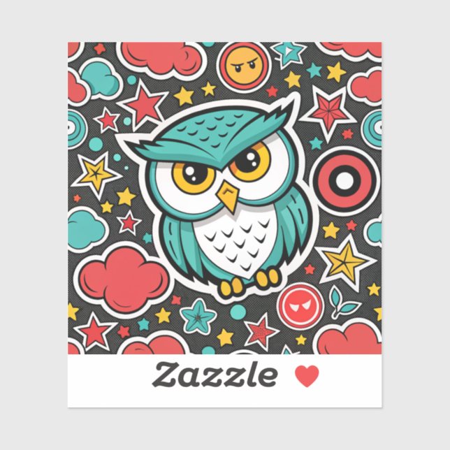 Pegatina Owl se pregunta (Hoja)