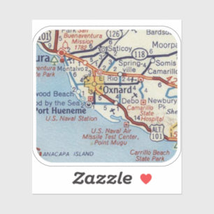 Pegatina Oxnard CA Vintage Road Map