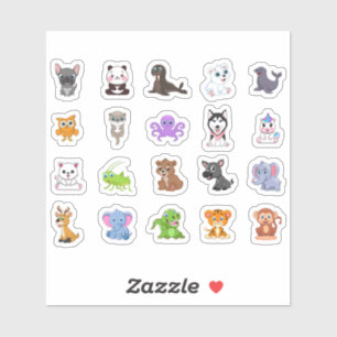 Pegatina [Pack] Cortar animales   Adorable Domesticado y Sa