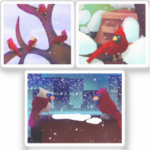 Pack de Stickers de Escenas Festivas de Cardenales