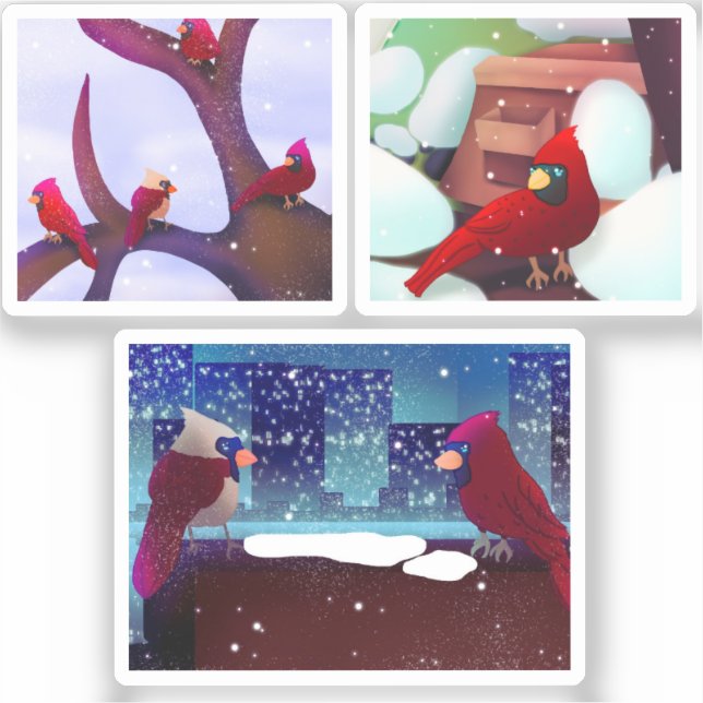 Pegatina Pack de Stickers de Escenas Festivas de Cardenales (Anverso)