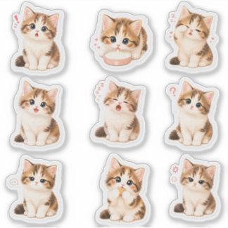 Pegatina Pack de Stickers Gatito Tierno y Expresivo