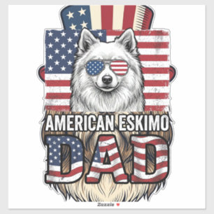 Pegatina Padre esquimal americano Patriótico Vintage Perro