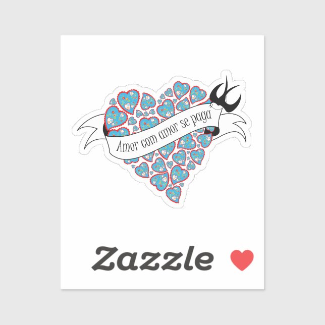 Pegatina Paga amor con amor, proverbio portugués ilustrado (Hoja)