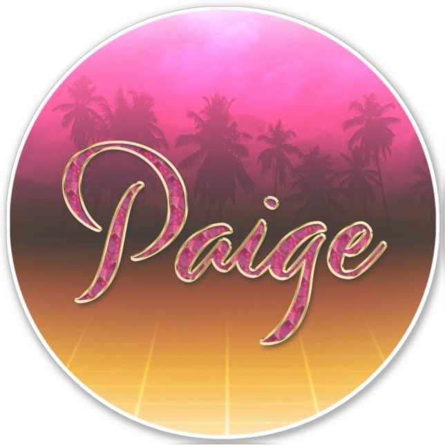 Pegatina Paige Vorname Name golden pink Aufkleber Sticker (Anverso)