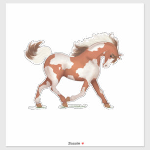 Pegatina Paint Pony Trotting Overo Skewbald Pinto Horse
