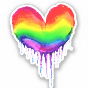 Pegatina Paint Rainbow Heart Dripping Paint