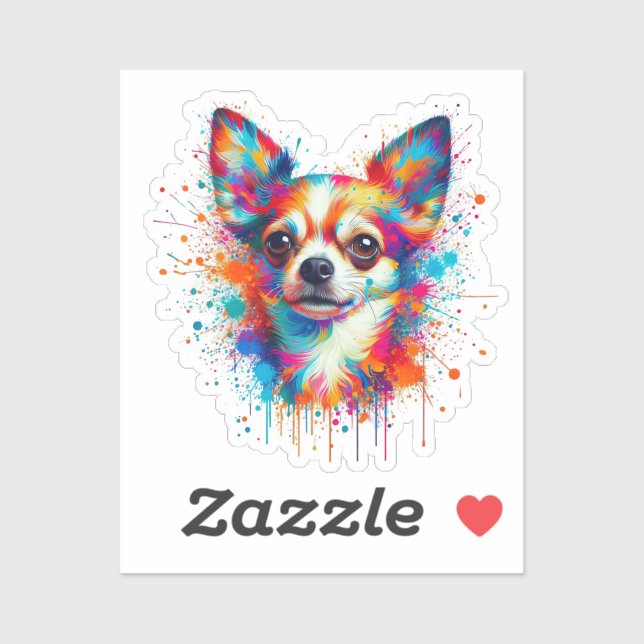 Pegatina Paint Splatter Chihuahua (Hoja)