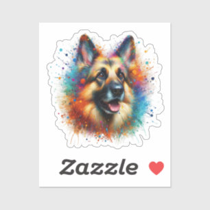 Pegatina Paint Splatter German Shepherd