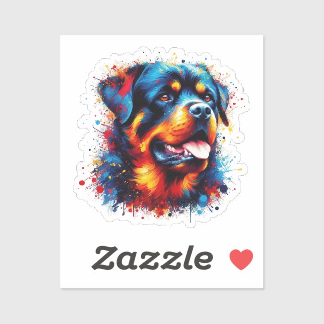 Pegatina Paint Splatter Rottweiler (Hoja)