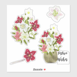 Pegatina Painted Floral Anemone Festive Sticker Sheet