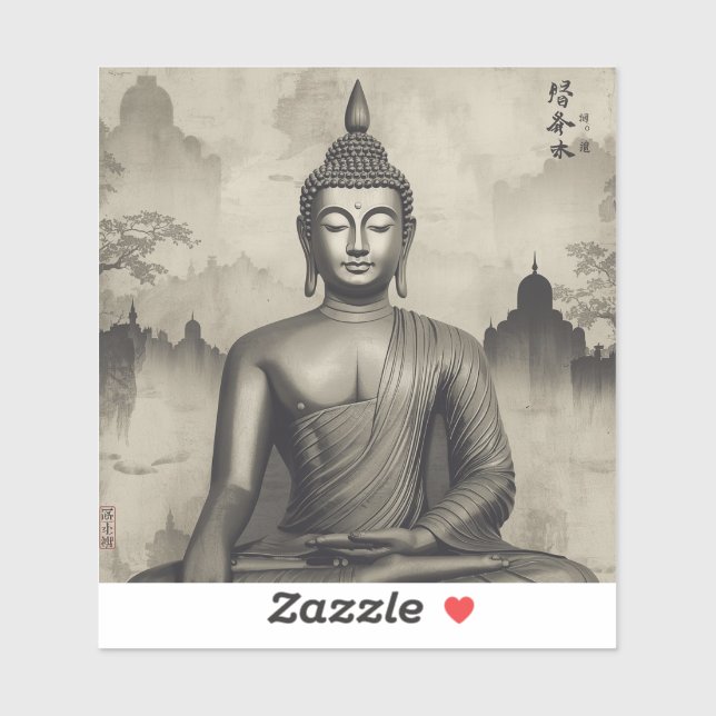 Pegatina Painting Images Buddha Black and White collection  (Hoja)