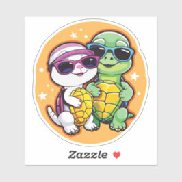 Pegatina Pair of Turtles in Love - Durable Vinyl Sticker
