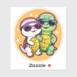 Pegatina Pair of Turtles in Love - Durable Vinyl Sticker 