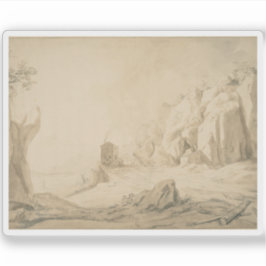 Pegatina Paisaje con carretera por debajo de los acantilado